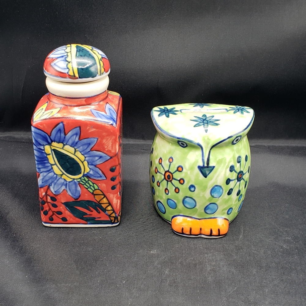 Ceramic handpainted wish jar and owl bank India